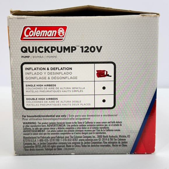 Coleman Quick Air Pump 120V Electric Inflate Deflate Fast Airbeds Camping Gear - Picture 4 of 10